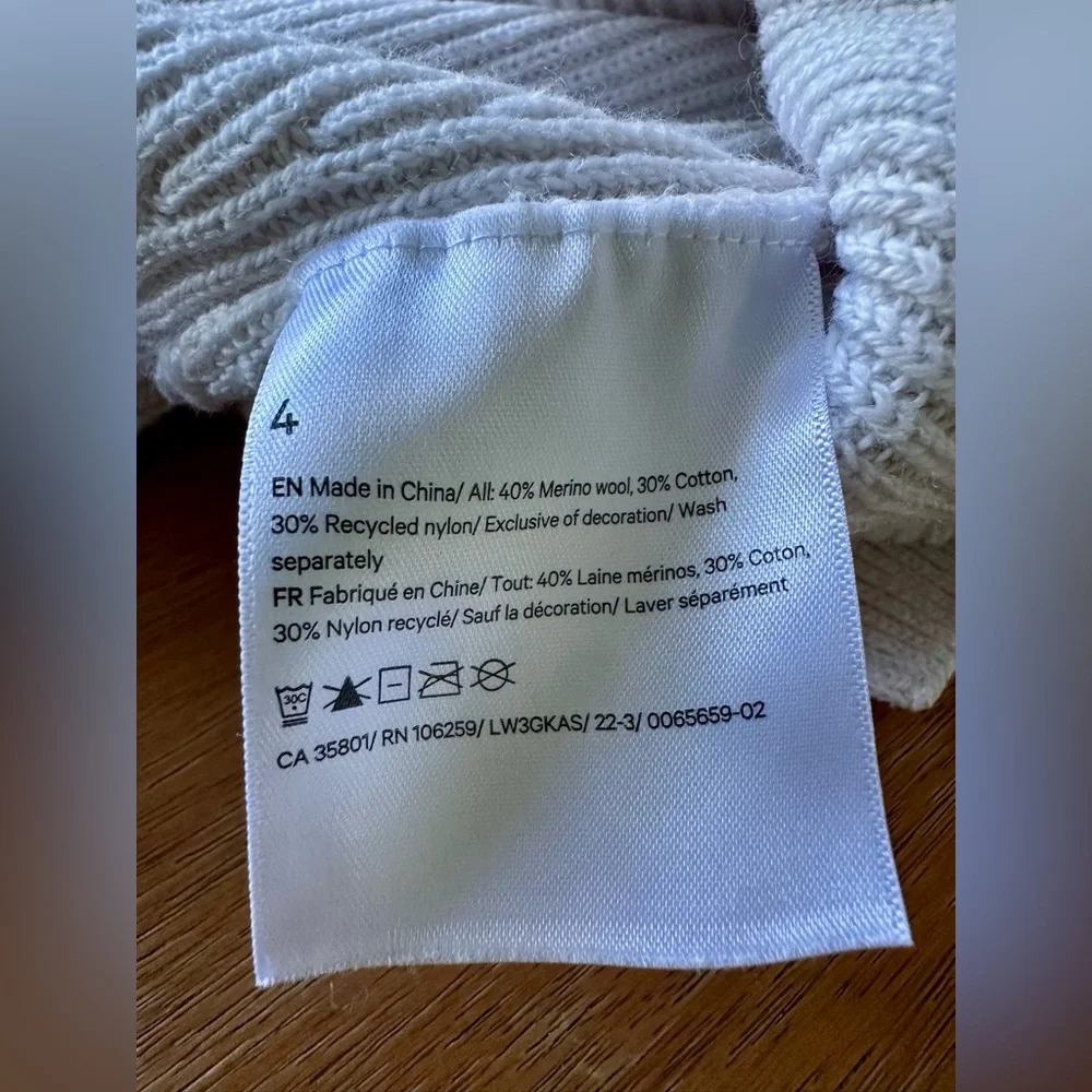 Lululemon Merino Wool-Blend Ribbed Crewneck Sweater White Opal Size 4 - Picture 7 of 7